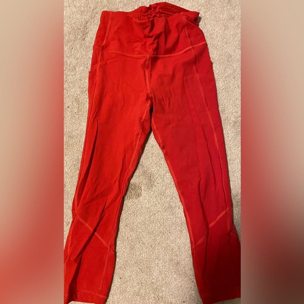 Red pace rival lululemon crops - size 6.